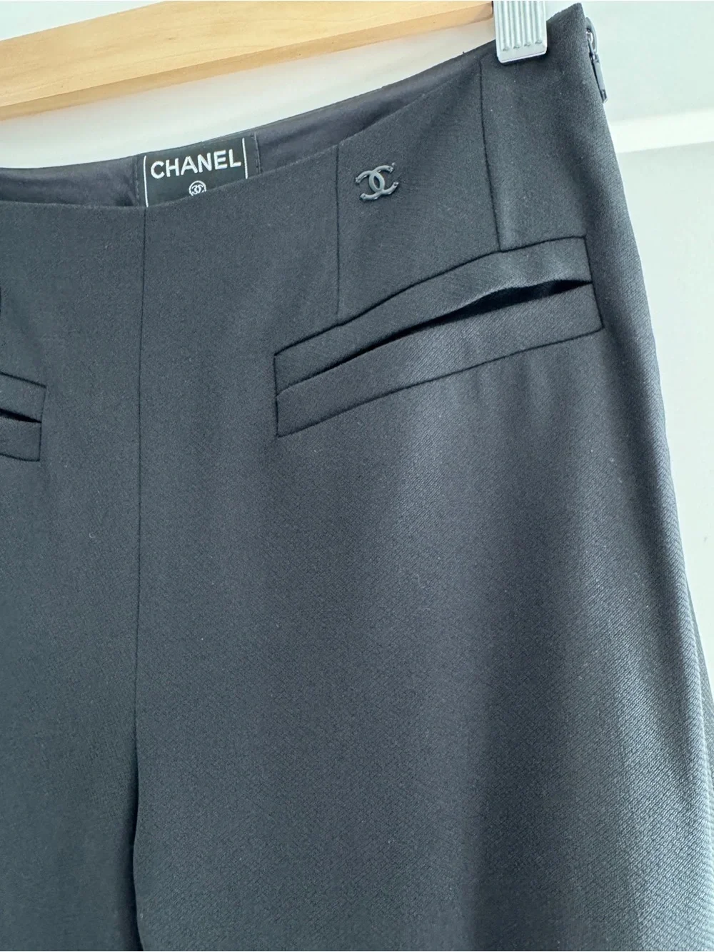 Chanel CC Enamel Logo Karl Lagerfeld Era Wool/Silk Trouser